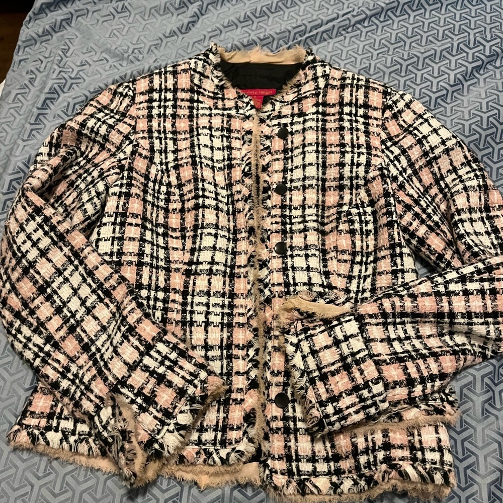 Sunny Leigh Black and Pink Plaid Blazer